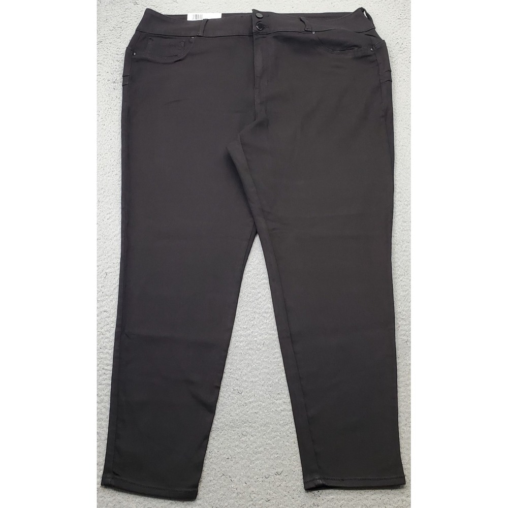 Seven7 High Rise Curvy Legging Jeans Womens 24W Black Denim Relaxed High Rise